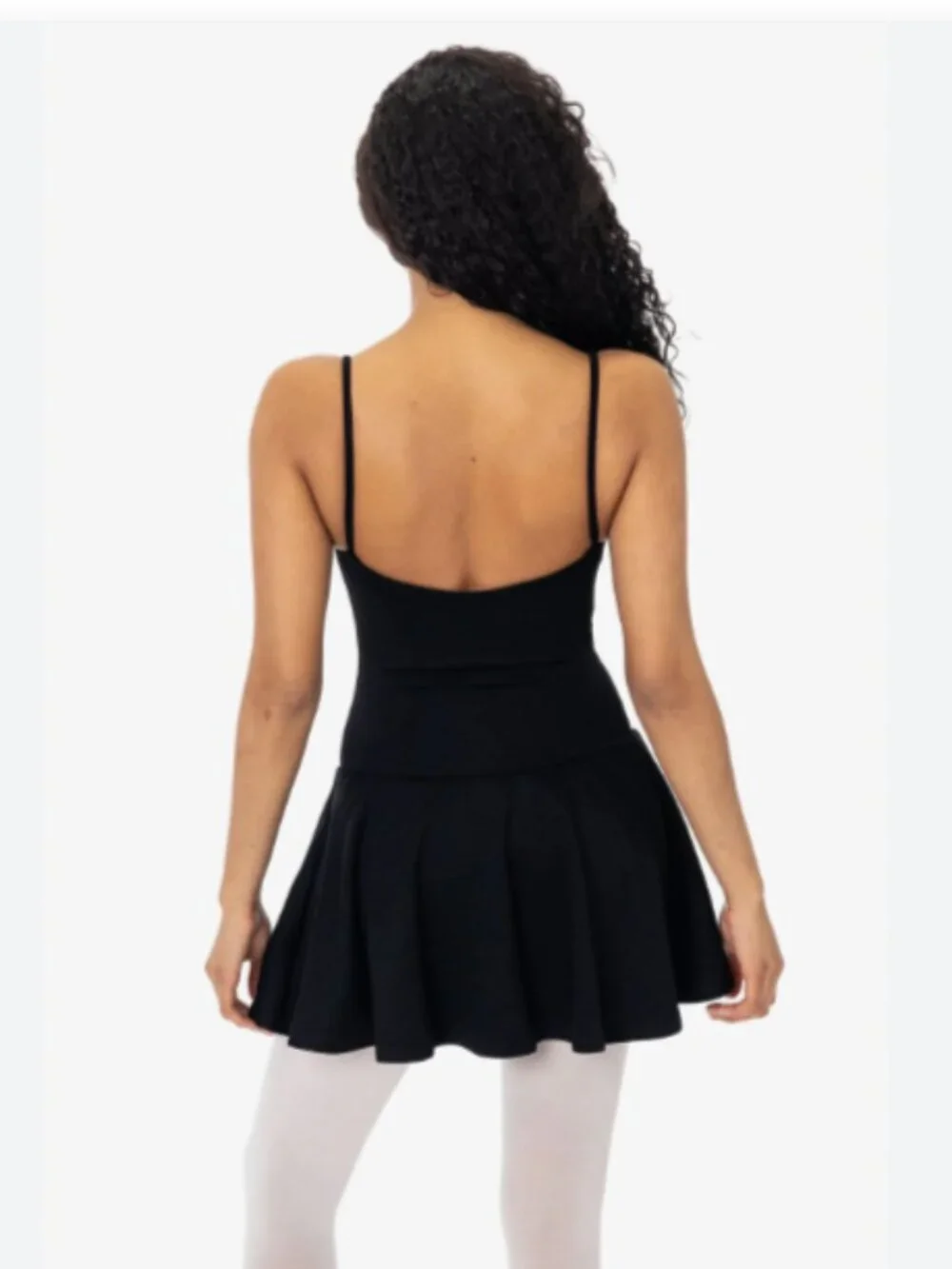 New Los Angeles Apparel Ponte Mini Drop Waist Spaghetti Dress In Black